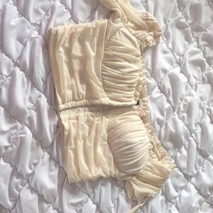 Windsor Cream Ruched Crop Top